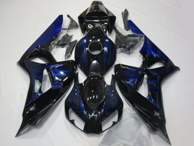 Carenados Moto Honda CBR1000RR 2006-2007 - Negro Brillante Azul Llama