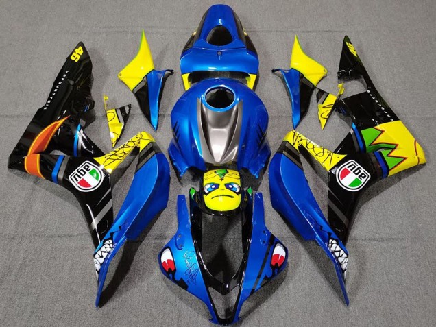 Carenados Moto Honda CBR600RR 2007-2008 - Azul Amarillo Negro Brillante Tiburón
