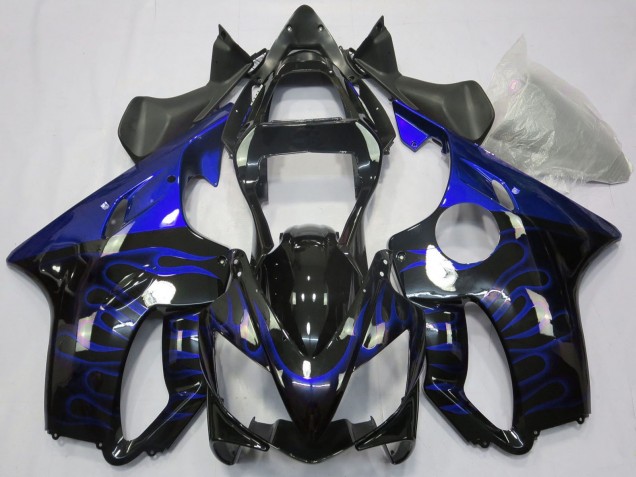 Carenados Moto Honda CBR600 F4i 2001-2003 - Negro Brillante Azul Llama