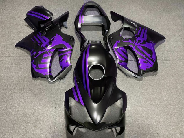 Carenados Moto Honda CBR600 F4i 2001-2003 - Púrpura Negro Mate Cráneo