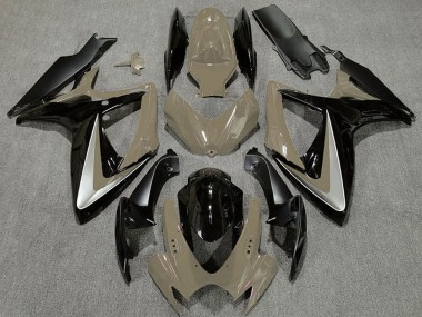 Carenados Moto Suzuki GSXR 600 / GSXR 750 2006-2007 - Bronceado del Desierto Plata Negro Brillante OEM Estilo