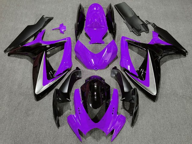 Carenados Moto Suzuki GSXR 600 / GSXR 750 2006-2007 - Púrpura Plata Negro Brillante OEM Estilo