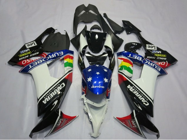 Carenados Moto Kawasaki ZX10R 2008-2010 - Negro Brillante Blanco Azul Rojo Eurobet Lee Carrera Star