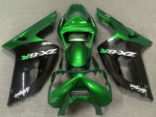 Carenados Moto Kawasaki ZX6R 2003-2004 - Verde Negro Brillante