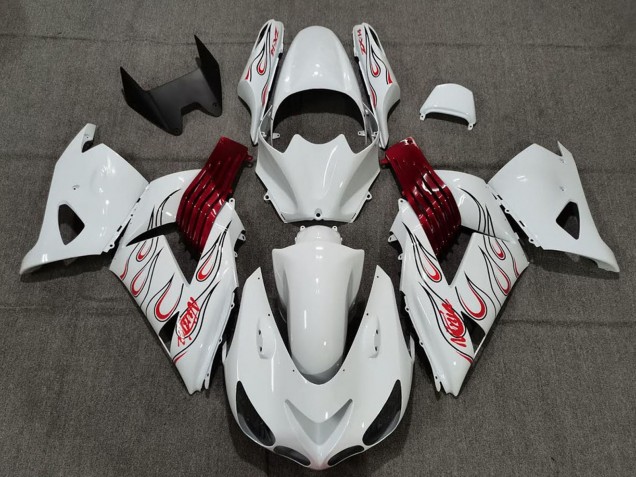 Carenados Moto Kawasaki ZX14R 2006-2011 - Blanco Rojo Llama