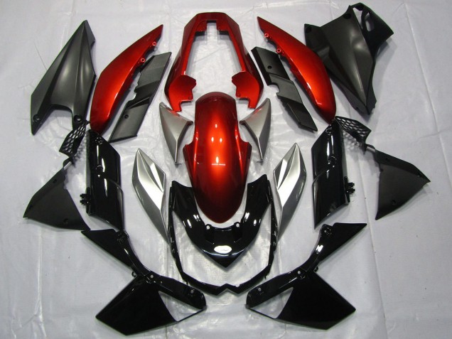 Carenados Moto Kawasaki Z1000 2010-2013 - Rojo Plata Negro Brillante