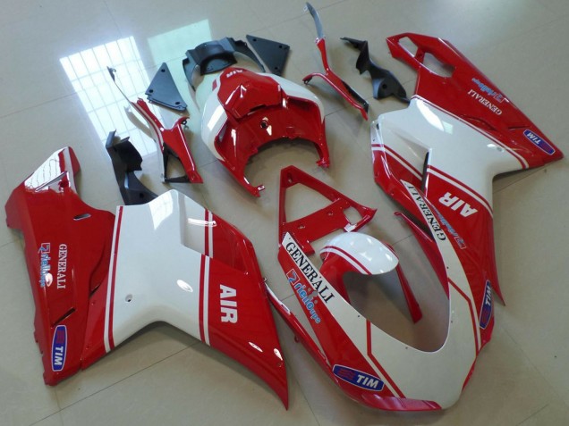 Carenados Moto Ducati 848 1098 1198 2007-2014 - Rojo Blanco Air Generali Tim