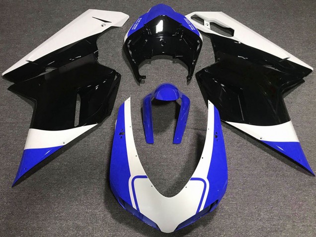 Carenado Moto Ducati 848 1098 1198 2007-2014 - Blanco Azul Negro Brillante