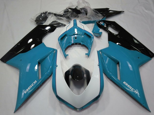 Carenados Moto Ducati 1098 2007-2014 - Azul Blanco Negro Brillante