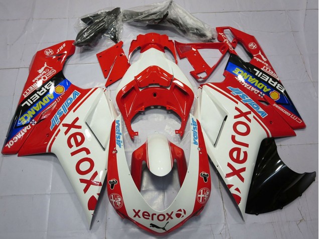 Carenados Moto Ducati 848 1098 1198 2007-2014 - Blanco Rojo Azul Negro Brillante Valsir Xerox