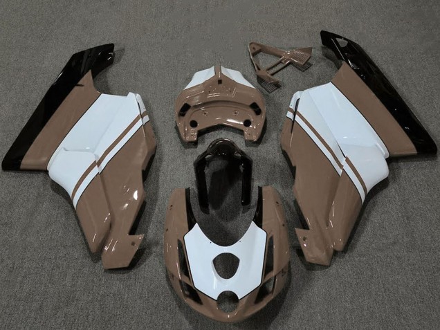 Carenados Moto Ducati 749 999 2003-2004 - Blanco Brown Negro Brillante