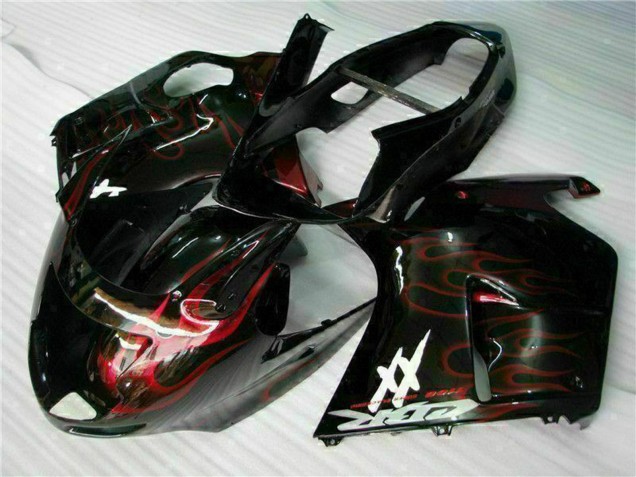 Carenado Moto ABS Honda CBR1100XX Blackbird 1996-2007 - Negro Brillante Rojo Llama