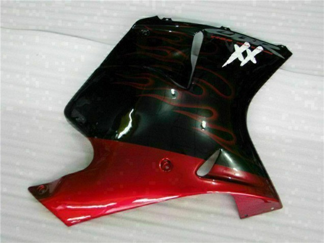 Carenado Moto ABS Honda CBR1100XX Blackbird 1996-2007 - Negro Brillante Rojo Llama