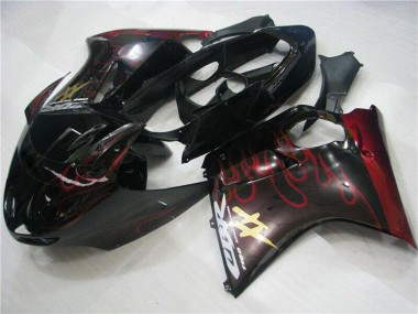 Carenados Moto ABS Honda CBR1100XX Blackbird 1996-2007 - Negro Brillante Rojo Llama