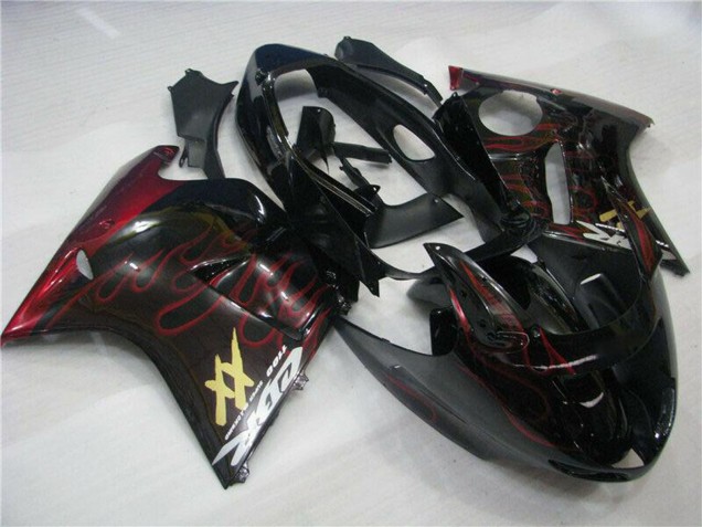 Carenados Moto ABS Honda CBR1100XX Blackbird 1996-2007 - Negro Brillante Rojo Llama