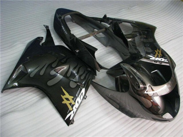 Carenados Moto Honda CBR1100XX Blackbird 1996-2007 - Negro Brillante Plata Llama