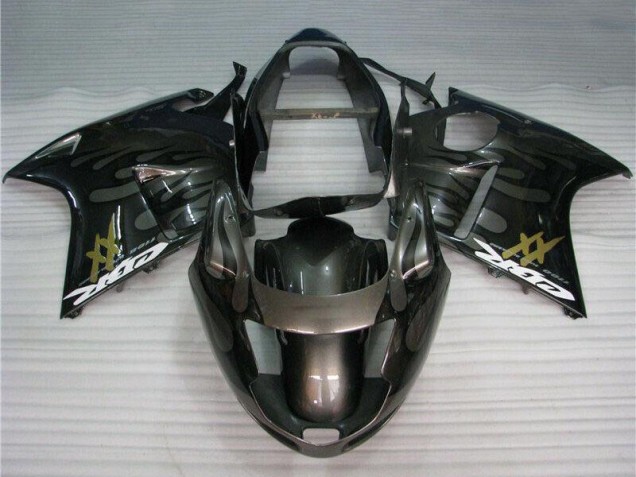 Carenados Moto Honda CBR1100XX Blackbird 1996-2007 - Negro Brillante Plata Llama