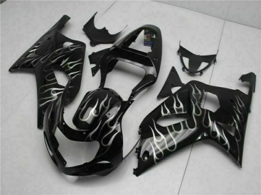 Carenados Moto Suzuki GSXR 600/750 2001-2003 - Negro Brillante Plata Llama