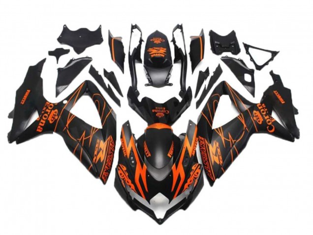 Carenados Moto Suzuki GSXR 600/750 2008-2010 - Negro Mate Naranja Alstare Corona Motul