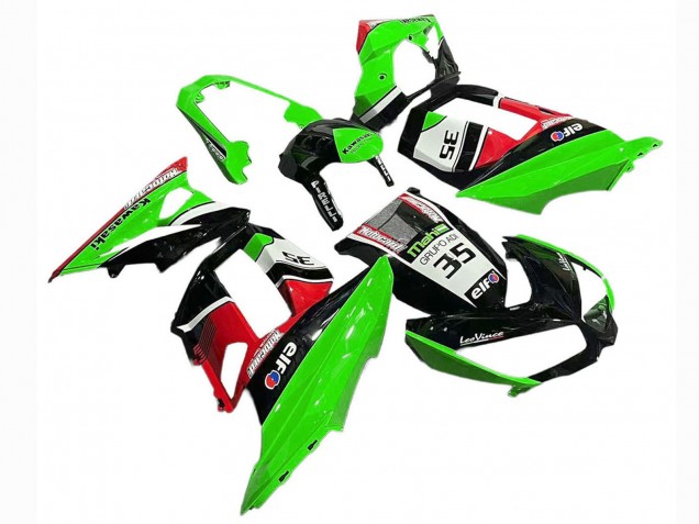 Carenados Moto Kawasaki Z1000SX 2010-2016 - Verde Rojo Negro Brillante Elf 35