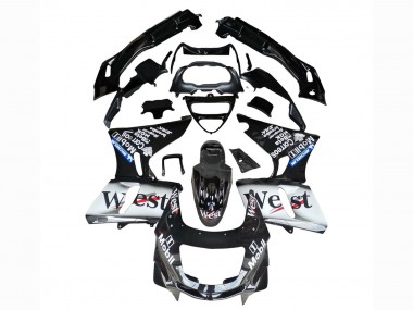 Carenados Moto Kawasaki ZZR600 1998-2003 - Negro Brillante Blanco West