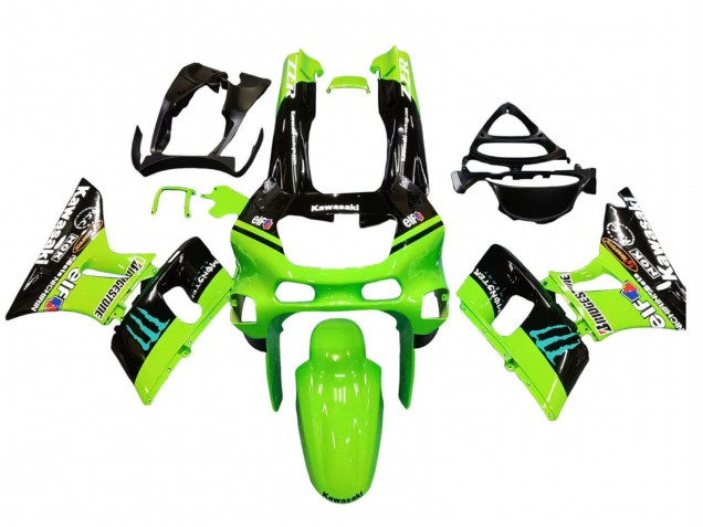 Carenados Moto Kawasaki ZZR400 1993-2007 - Verde Negro Brillante Azul Monstruo Elf Touch4 Bridgestone