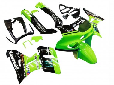 Carenados Moto Kawasaki ZZR600 1998-2003 - Verde Negro Brillante Azul Monstruo Elf Touch4 Bridgestone