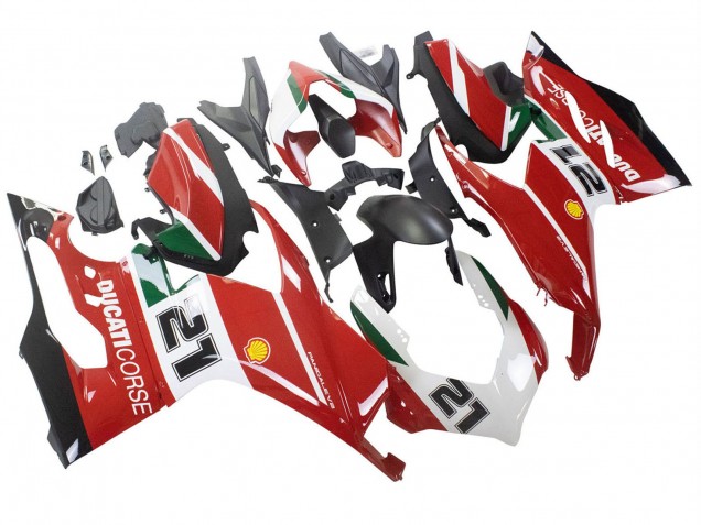Carenados Moto Ducati Panigale V2 2020-2024 - Blanco Rojo Verde Negro Mate Corse 21