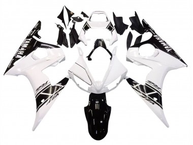 Carenado Moto Yamaha YZF R6 2003-2004 - Blanco Negro Brillante