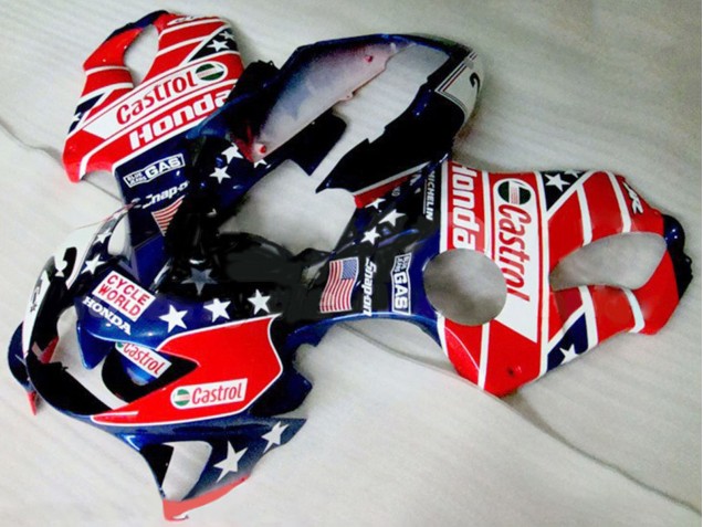 Carenados Moto Honda CBR600 F4 1999-2000 - Rojo Blanco Azul Negro Brillante Estrella Castrol