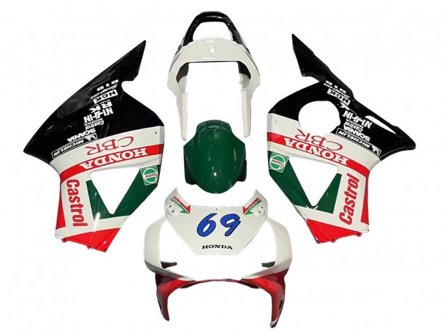 Carenados Moto Honda CBR900RR 954 2002-2003 - Blanco Rojo Verde Negro Brillante Castrol