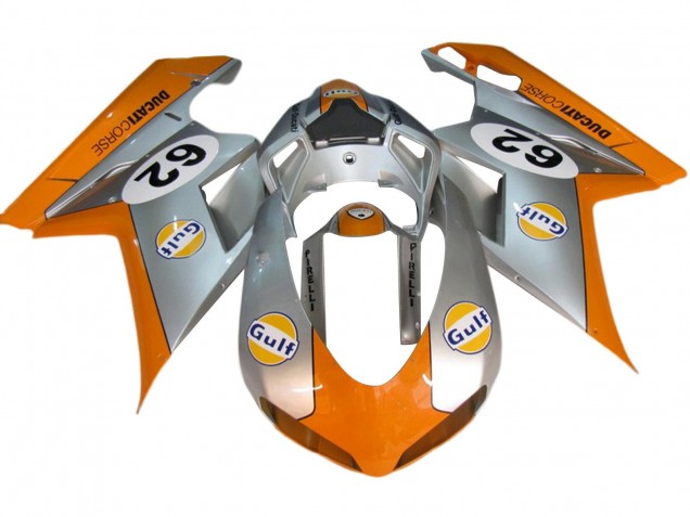 Carenados Moto Ducati 848/1098/1198 2007-2014 - Plata Naranja Gulf 62
