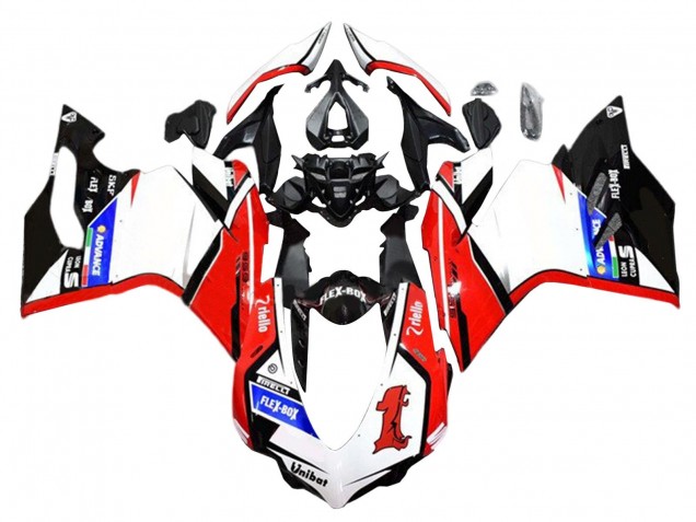 Carenados Moto Ducati 959/1299 2015-2020 - Blanco Rojo Negro Brillante Unibat Flex-Box