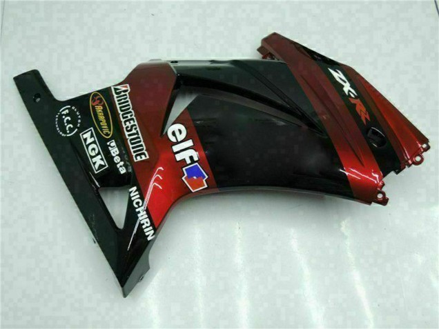 Carenados Moto Kawasaki EX250 2008-2012 - Negro Brillante Rojo Granate