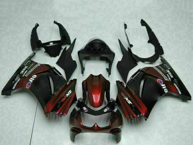 Carenados Moto Kawasaki EX250 2008-2012 - Negro Brillante Rojo Granate