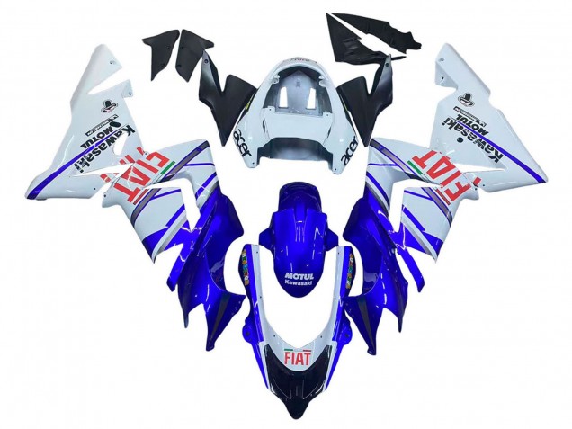 Carenados Moto Kawasaki ZX10R 2004-2005 - Azul Brillante Blanco Fiat Motul