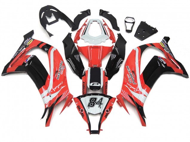 Carenados Moto Kawasaki ZX10R 2011-2015 - Blanco Rojo Negro Brillante Pedercini 84