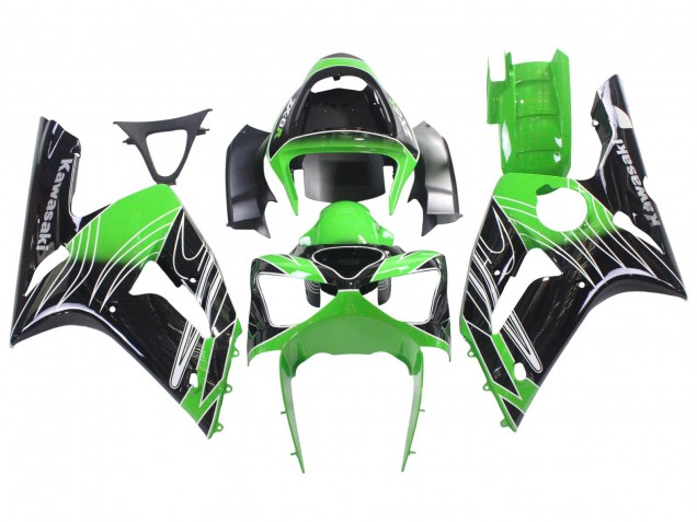 Carenados Moto Kawasaki ZX6R 2003-2004 - Verde Blanco Negro