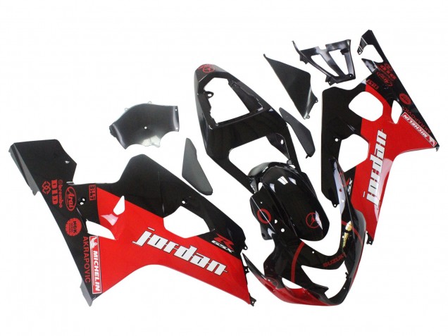 Carenados Moto Suzuki GSXR 600 / GSXR 750 2004-2005 - Negro Brillante Rojo Jordan Michelin