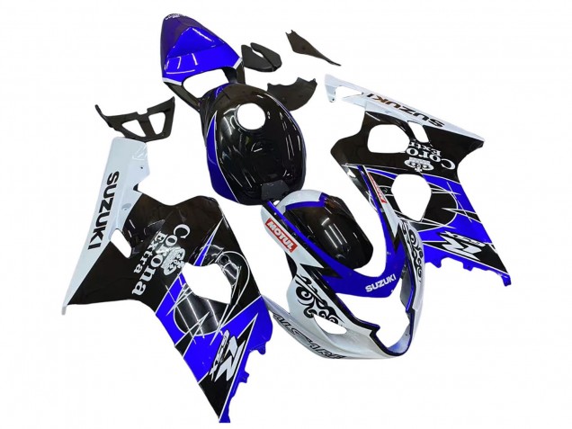 Carenado Moto Suzuki GSXR 600 / GSXR 750 2004-2005 - Blanco Azul Negro Corona Motul