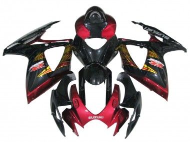 Carenado Moto Suzuki GSXR 600 / GSXR 750 2006-2007 - Negro Brillante Rojo Oro