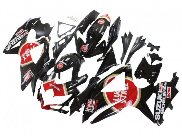 Carenados Moto Suzuki GSXR 600 / GSXR 750 2008-2010 - Negro Brillante Rojo Blanco Motul Lucky Strike
