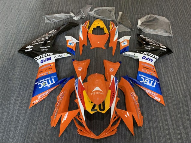 Carenados Moto Suzuki GSXR 600 / GSXR 750 2008-2010 - Naranja Azul Blanco Negro ITEC