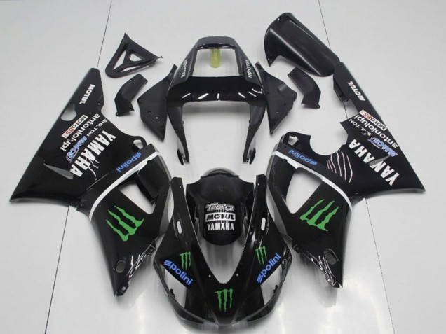 Carenados Moto Yamaha YZF R1 1998-1999 - Negro Brillante Azul Verde Motul Monstruo Drink