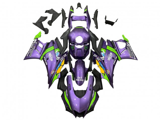 Carenados Moto Yamaha YZF R3/R25 2019-2021 - Púrpura Verde Blanco EVA Racing