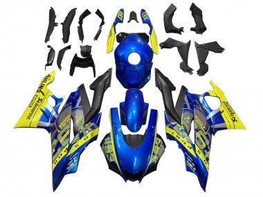 Carenados Moto Yamaha YZF R3/R25 2022-2024 - Amarillo Azul Negro Mate 93