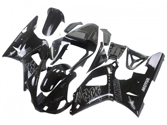Carenados Moto Yamaha YZF 1000 R1 2000-2001 - Negro Brillante Blanco Monstruo Motul