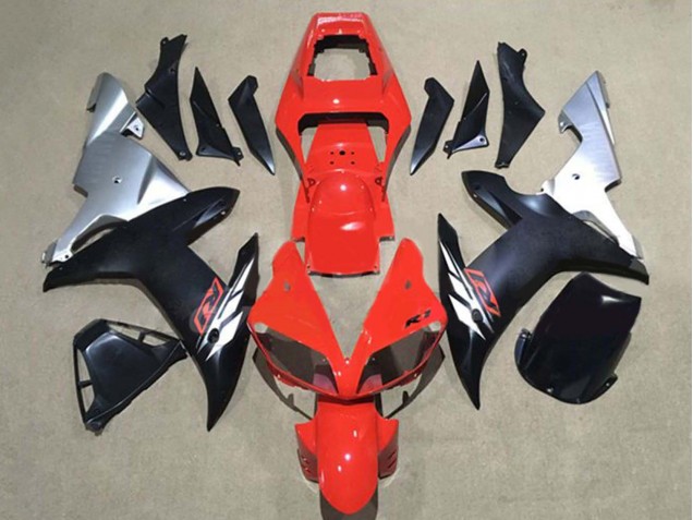 Carenados Moto Yamaha YZF 1000 R1 2002-2003 - Rojo Plata Negro Mate