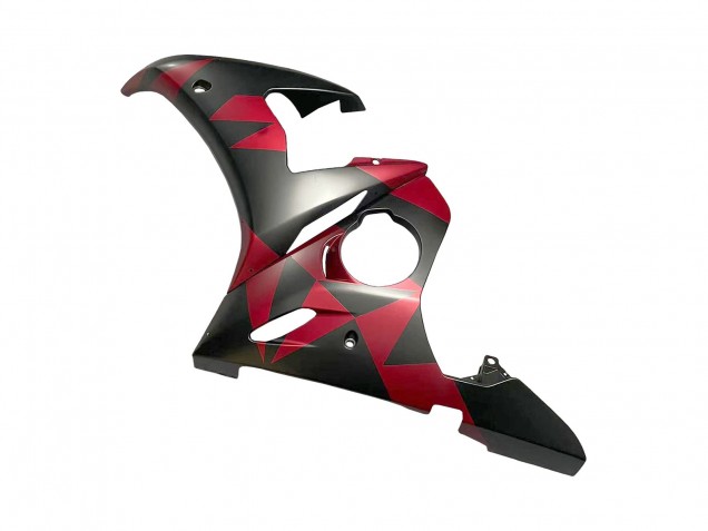 Carenados Moto Yamaha YZF 600 R6 2005 - Negro Mate Rojo Geométrico