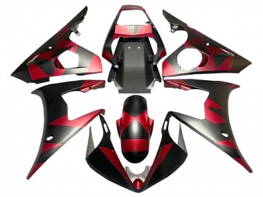 Carenados Moto Yamaha YZF 600 R6 2005 - Negro Mate Rojo Geométrico
